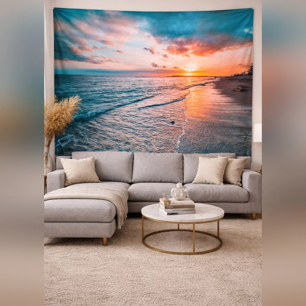 Beach Sunset Wall Tapestry NWOT